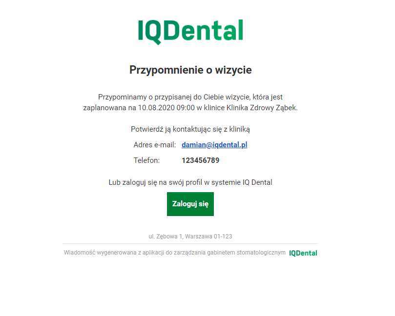 IQ Dental - Aktualizacja szablonów e-maili