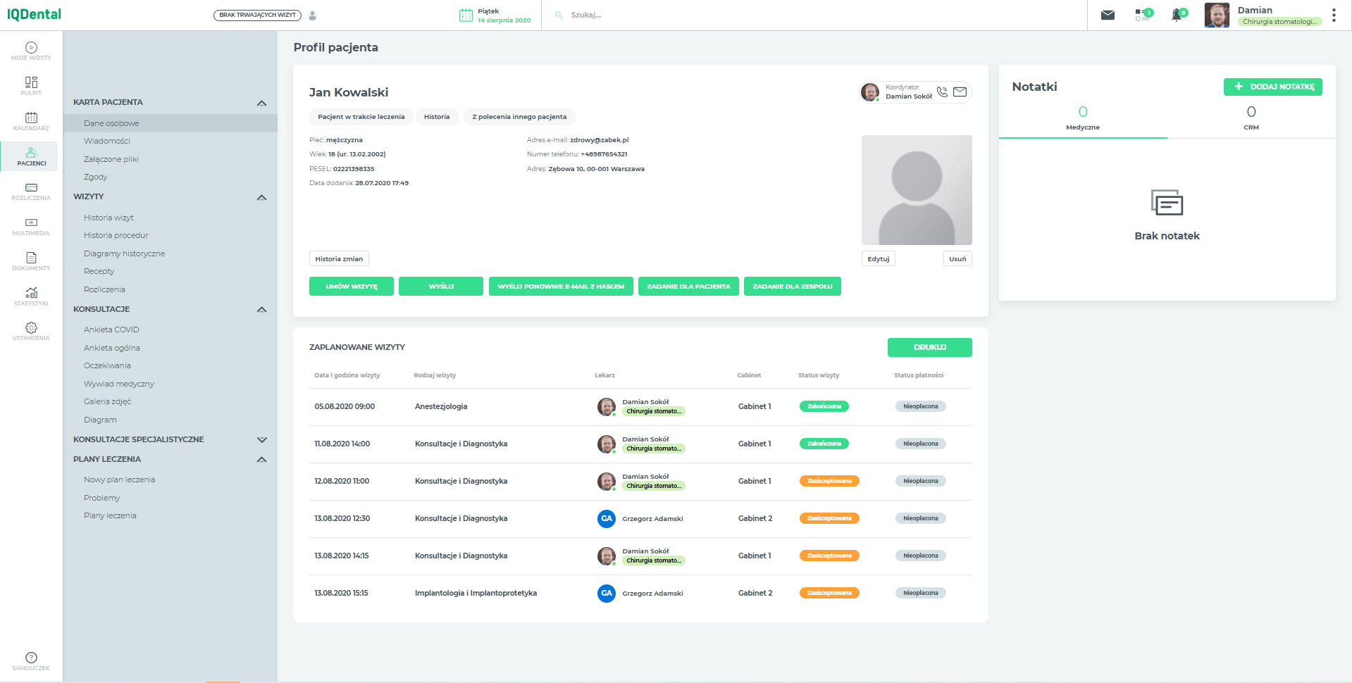 IQ Dental - Wyślij ponownie e-mail z hasłem